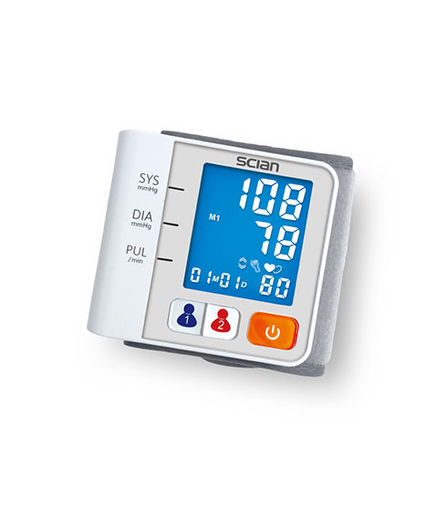 SCIAN LD-758 display with blood pressure, pulse, memory, and indicator symbols